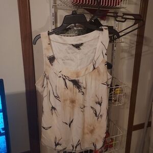 St John  Couture ,XL, Beige print sleeveless scoop neck